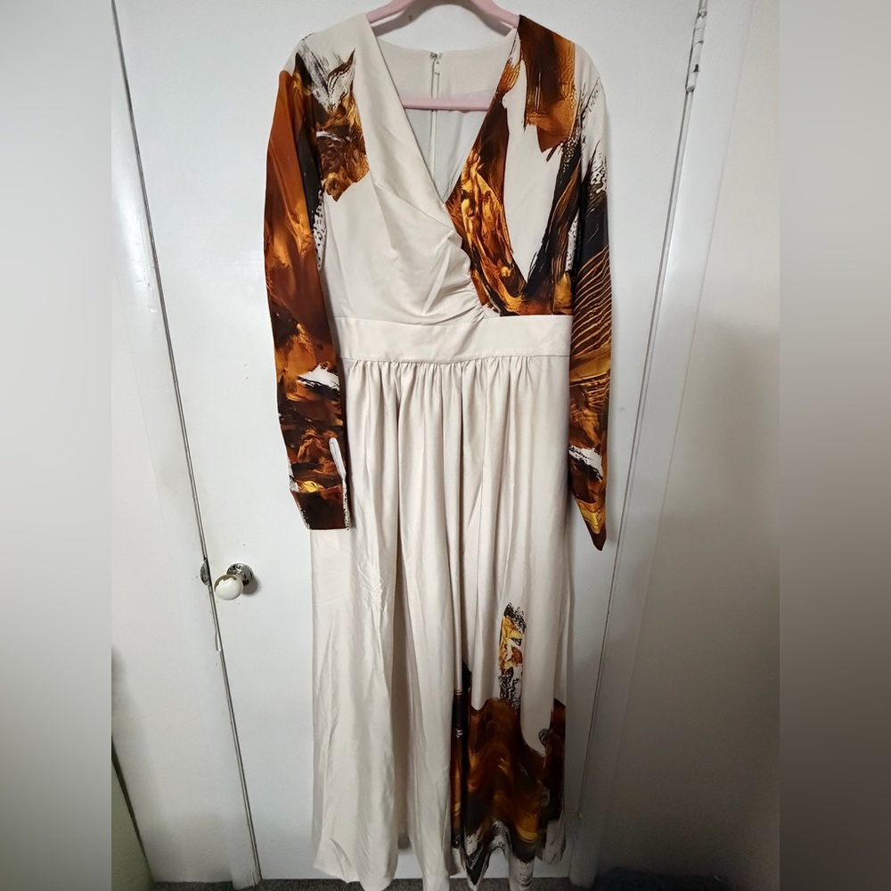 Chic Brown and Cream Wide Leg Jumpsuit